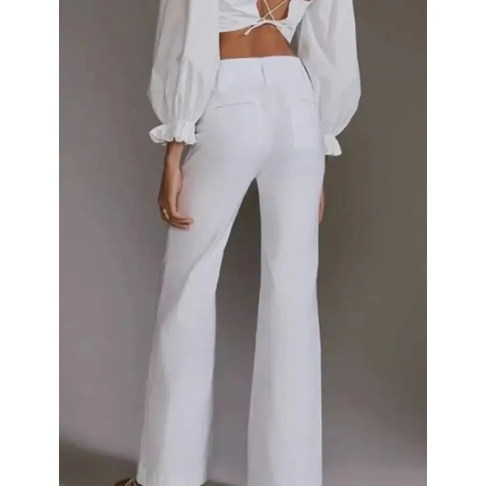 Maeve by Anthropologie The Naomi Wide Leg Linen Blend Pants, White, Size 4 - Picture 2 of 11